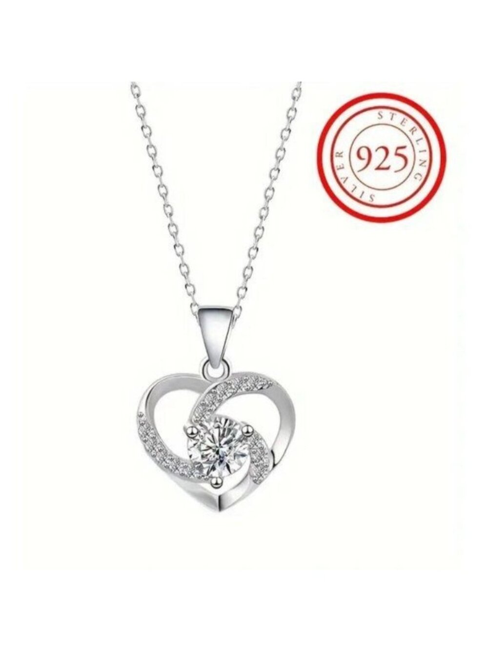 925 Sterling Silver Love Zircon Necklace